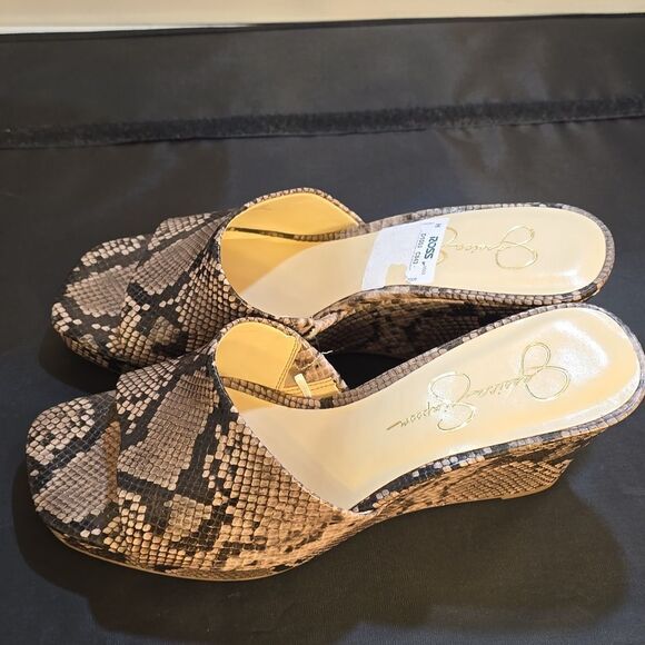 BRAND NEW JESSICA SIMPSON WOMEN'S SNAKESKIN SLIDE SANDALS G1 - Picture 5 of 15